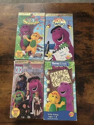 Lot of 4-PC Barney the Dinosaur VHS Tapes Children Learning 90 s Vintage