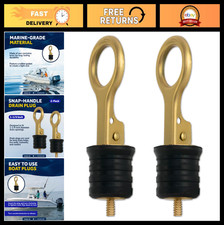 Snap-Handle Drain Plug 1-1/4" Diameter, Brass Handle, Rubber Seal, 2-Pack