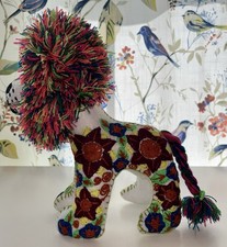 Handmade Mexican Animal Lion Plush Stuffed Toy Embroidered Floral Folk Art Deco