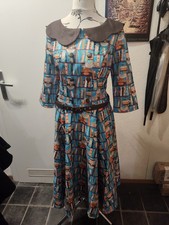 Lindy Bop XL Kleid Brenda Book Shelf 3/4 Vintage 50s 50er Swing Retro Rockabilly