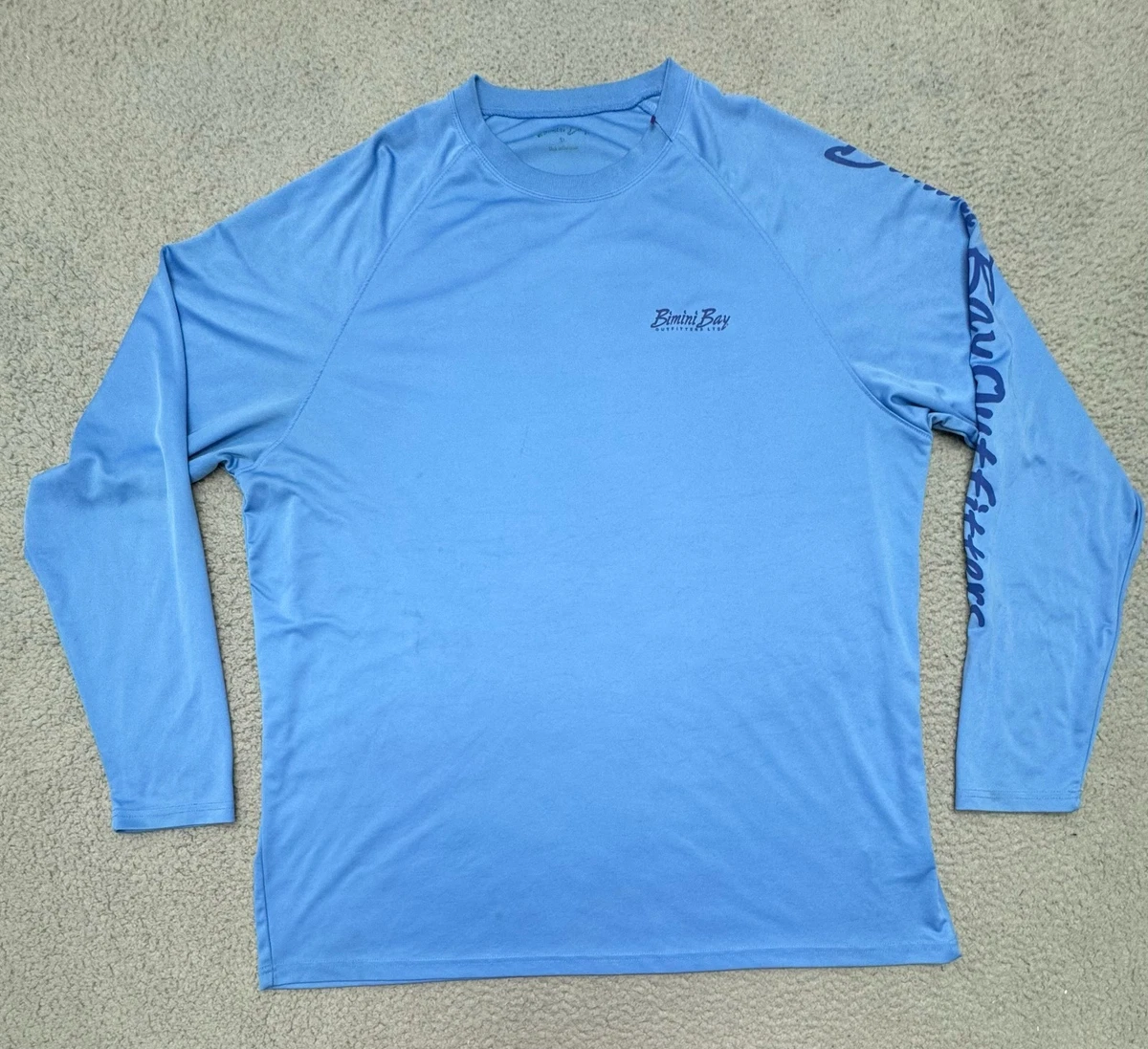 Chemise Bimini Bay Homme – Poisson Bleu Imprimé, Manches Longues, UV, Légère, Pêche, Outdoor, Taille S, Occasion