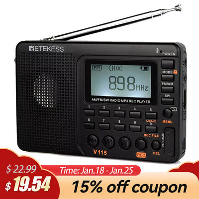 #ad V115 Portable RadioAM FM SW Digital Stereo Home Radio Recorder For Senior Gift $22.99
