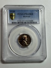 1936 Brilliant Lincoln Wheat Cent PCGS PR65RB High Grade Tough Proof Cent