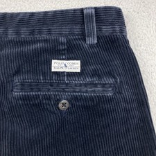 Vintage Polo by Ralph Lauren Andrew Corduroy Pants Men 33x32 Navy Blue Pleated