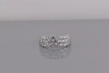 Epiphany Sterling Silver Triple Staggered Cubic Zirconia Band Ring 925 Sz: 10