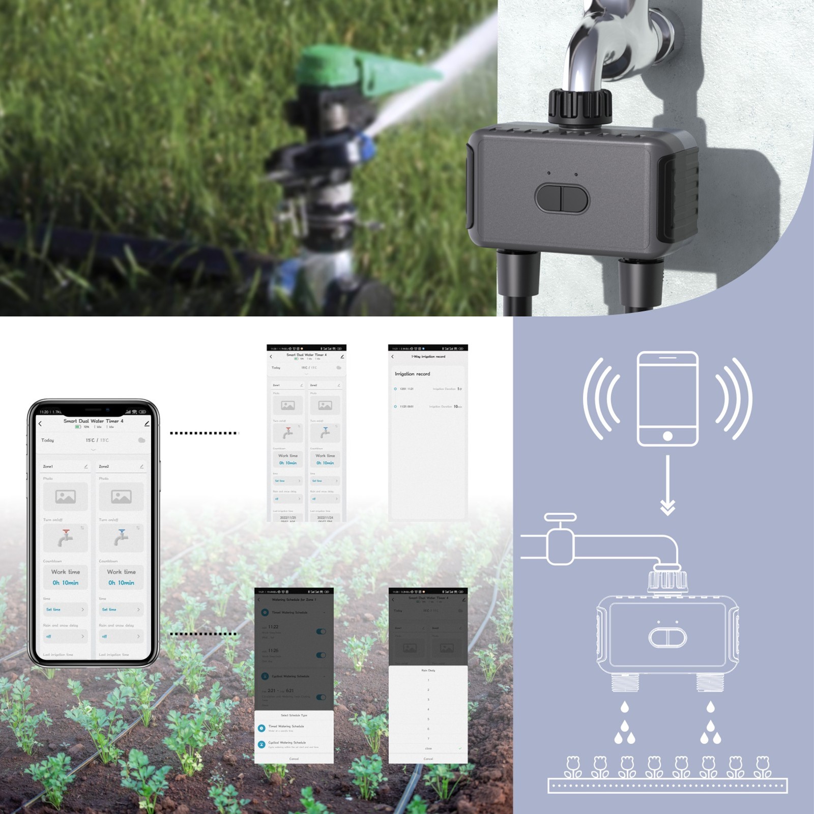 . Wifi BT Gardening Automatic Irrigation Water Timer Automatic Watering