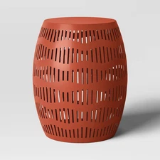 Metal Cutout Round Patio Accent Table Dark Red - Room Essentials