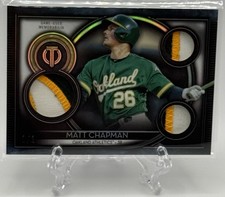 Matt Chapman 2020 Topps Tribute Triple Relics Black Game-Used Jersey Patch 1/1!