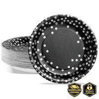 Einweg Pappteller 23Cm Schwarz Silber 50 StüCk Party Geschirr