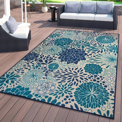 Rugshop Out Door Rugs Modern Floral Circles Flatweave Indoor Outdoor Carpet Rug