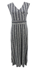 Talbots Maxi Dress Womens Sz Medium Blue Striped Jersey Casual Resort Travel New