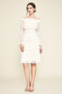 sexy lace top dress Bohemian Lace Dress White Beach Dress New Tube Top off-Shoulder Sexy Dress for Women Eyelet Embroidery S / White