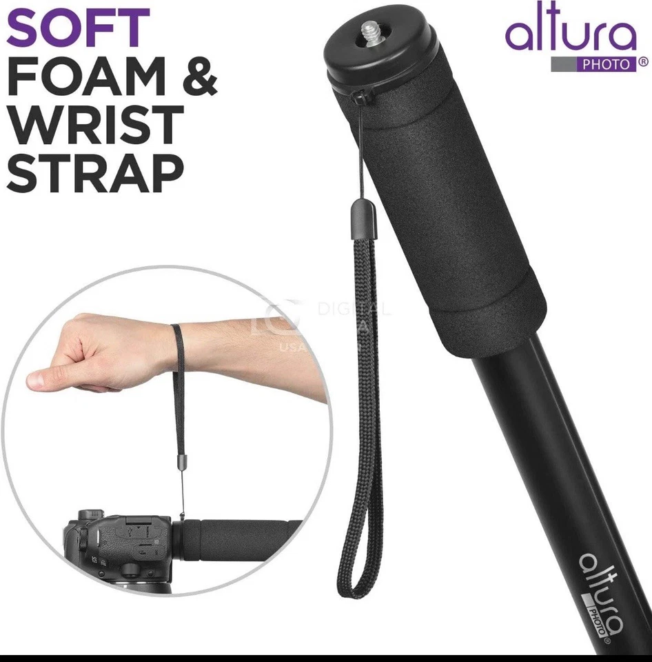 Monopie para cámara Altura Photo 62 pulgadas - Soporte de alta resistencia para Canon, Nikon y Sony Foto 2 de 4