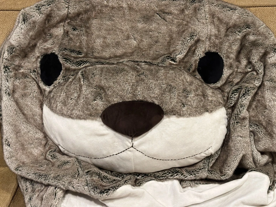 Pottery Barn Teen Otter Critter Faux Fur Beanbag SlipCover 3D Large NEW w/tags - Image 2 of 4