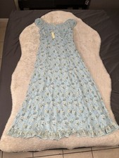 Max Studio Aqua Blue Daisies Sweetheart Neck Maxi Dress Women SZ Small NWT $188