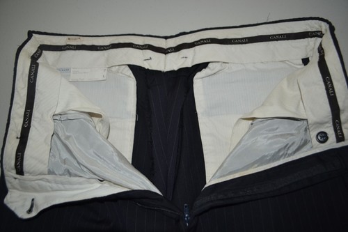 Canali Herren schwarz Wolle gestreift 2 vorne Knopf Anzug Gr. 42 L Wst 34x30 - Bild 18 von 20