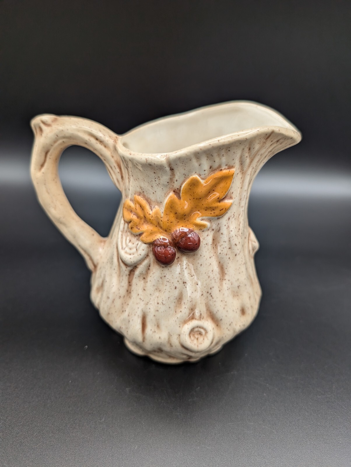 Vtg Byron Molds 3D Mushroom Wood Stump Pitcher Creamer Soup Bowl Fall Retro