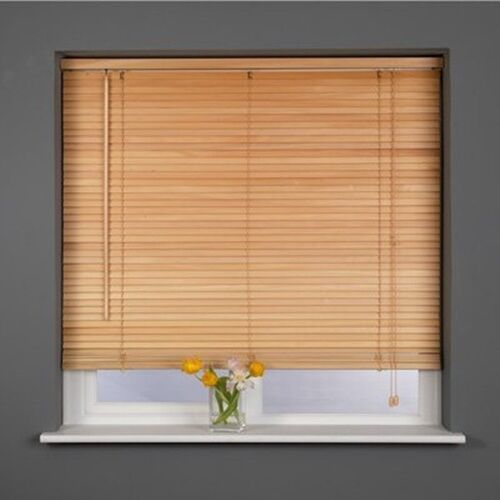 25mm Slat Real Wood Venetian blind 105cm wide x 160cm NATURAL Finish - Afbeelding 1 van 1