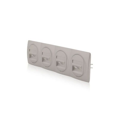 Set 4x Datenbuchse Silber 2xRJ45 Cat 6 FTP & 4-fach Rahmen 80x293 mm horizontal