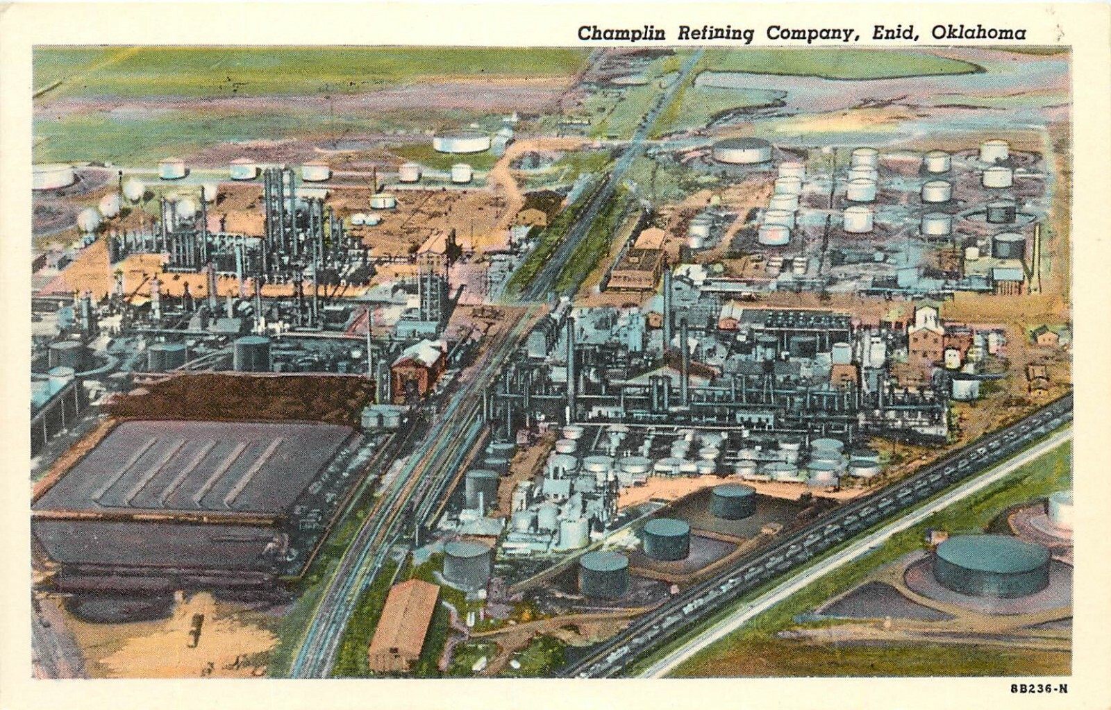 Vintage Postcard; Champlin Oil Refining Co. Enid OK Garfield County