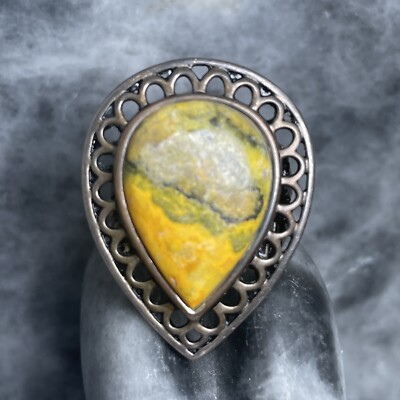 Barse Sterling Silver Bumblebee Jasper Teardrop Ring Size 7.5