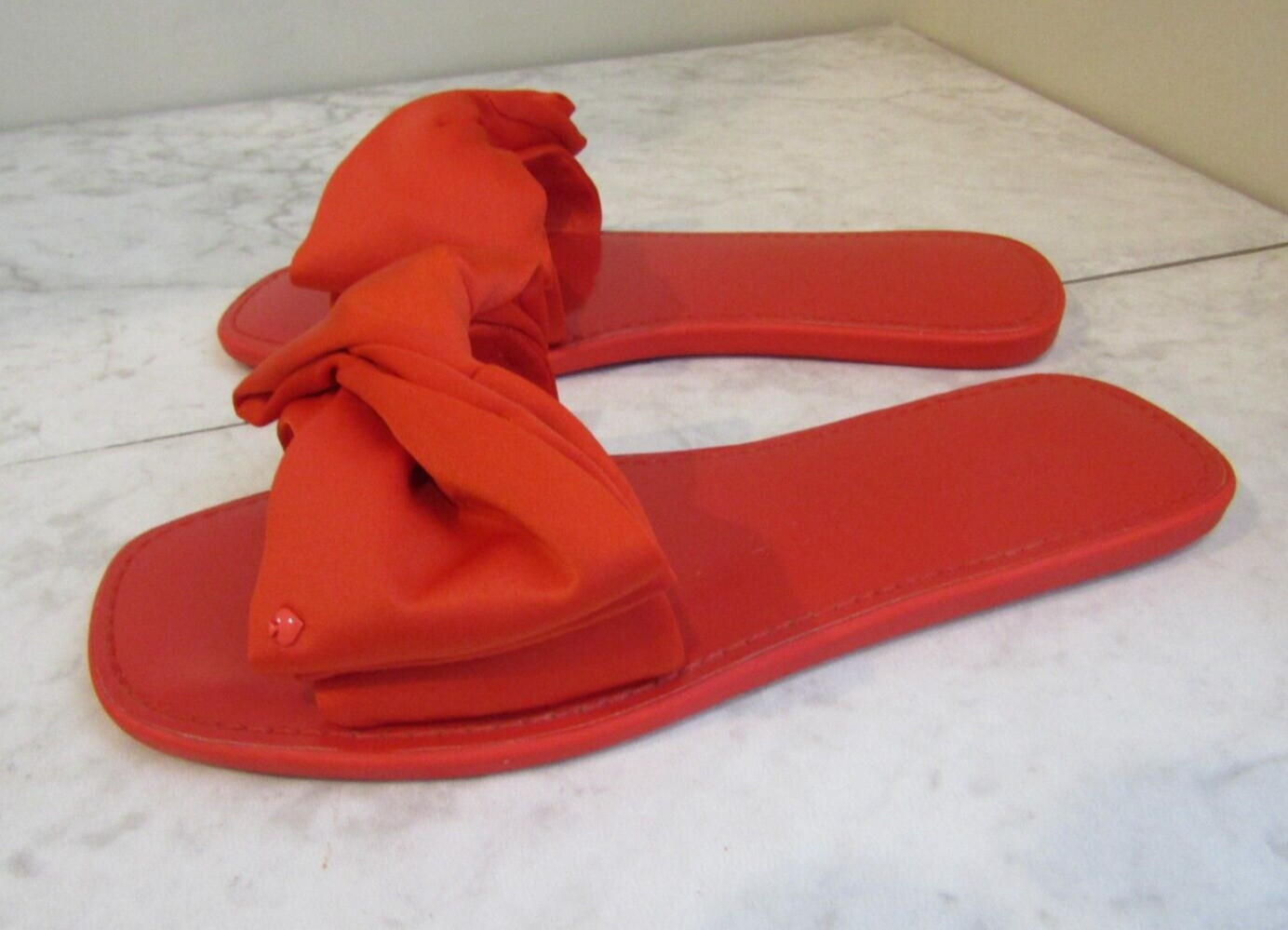 NIB Kate Spade Bikini Neoprene Fresh Tomato Bow Toe Logo Slides Shoes Women's 7 thumbnail 2