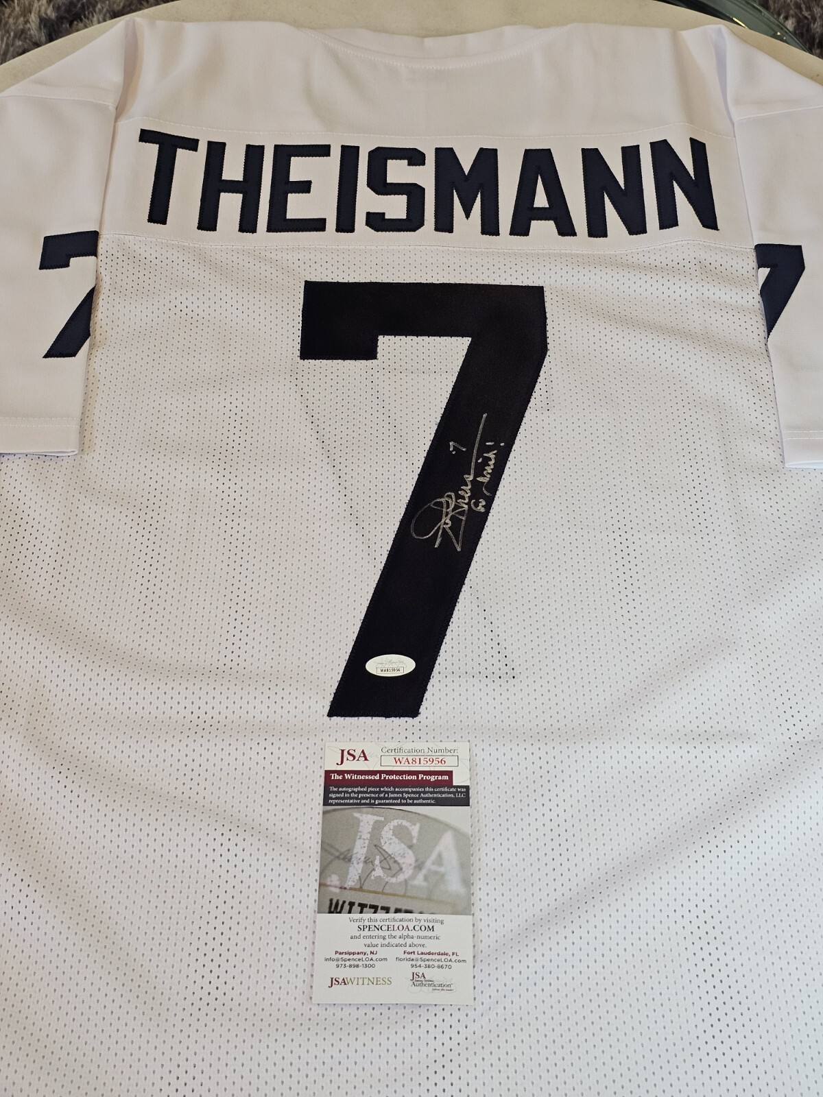 Joe Theismann Autographed Signed Jersey JSA COA White Custom Jersey 