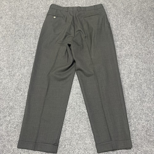 Brooks Brothers pantalone elegante uomo 33x29 grigio plissettato polsini 100% lana made in USA - Foto 10 di 11