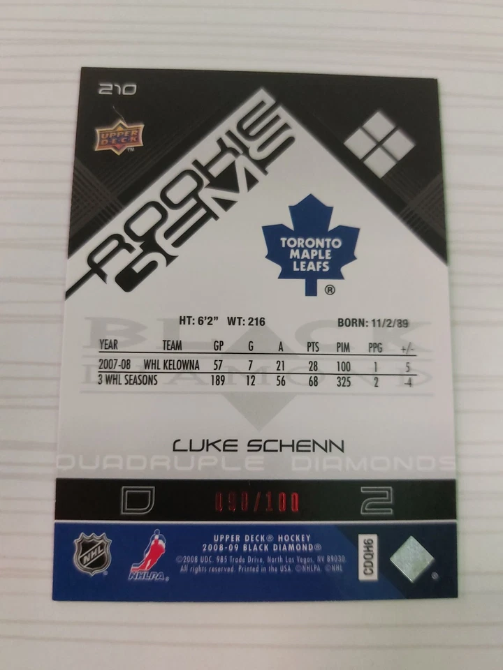 2008-2009 Deck Black Diamond Rookie Gems Luke Schenn Limited / 100 - Image 2 of 2