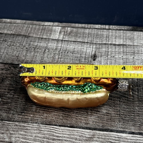 Old World Christmas OWC Glass Hot Dog Christmas Ornament 4" - Picture 2 of 5