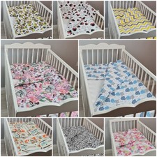 3 pc bedding set nursery cot bed baby cotton pillowcase duvet cover fitted sheet