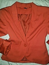 Women size 2 fitted suit one button crop short suit lapel work blazer, worn once