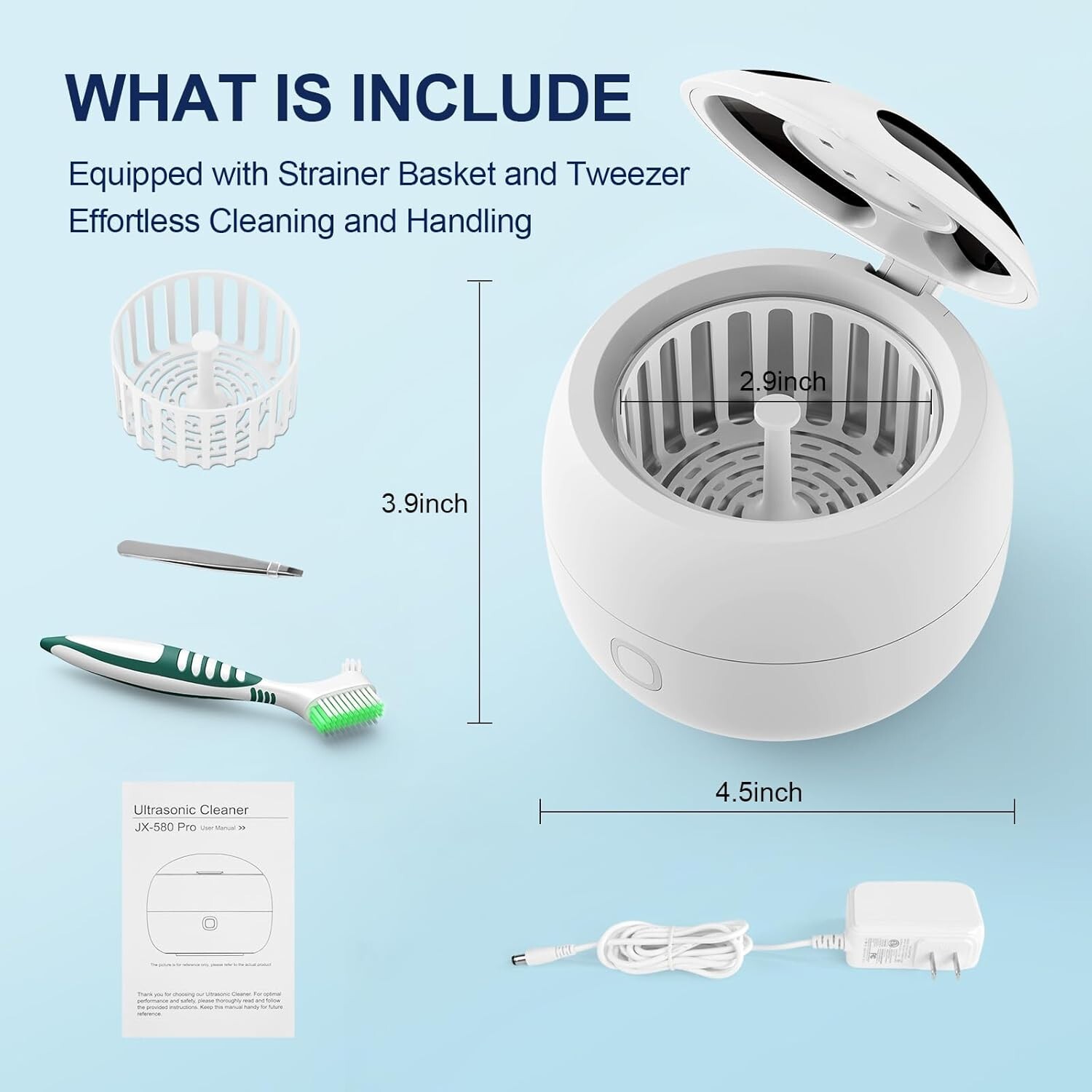 Upgraded Ultrasonic Retainer Cleaner, 45kHz Retainer Cleaner 200ML Dental Clean