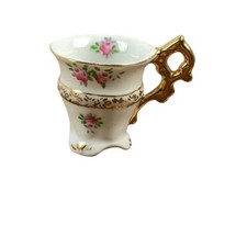 Vintage Miniature Floral Teacup Japan Gilded Tiny 1.75" Cottagecore