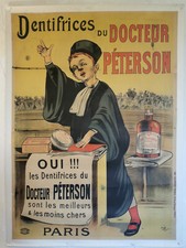 AFFICHE ORIGINALE D’ÉPOQUE.DENTIFRICES  DU DOCTEUR PETERSON.ARTISTE. OGE 