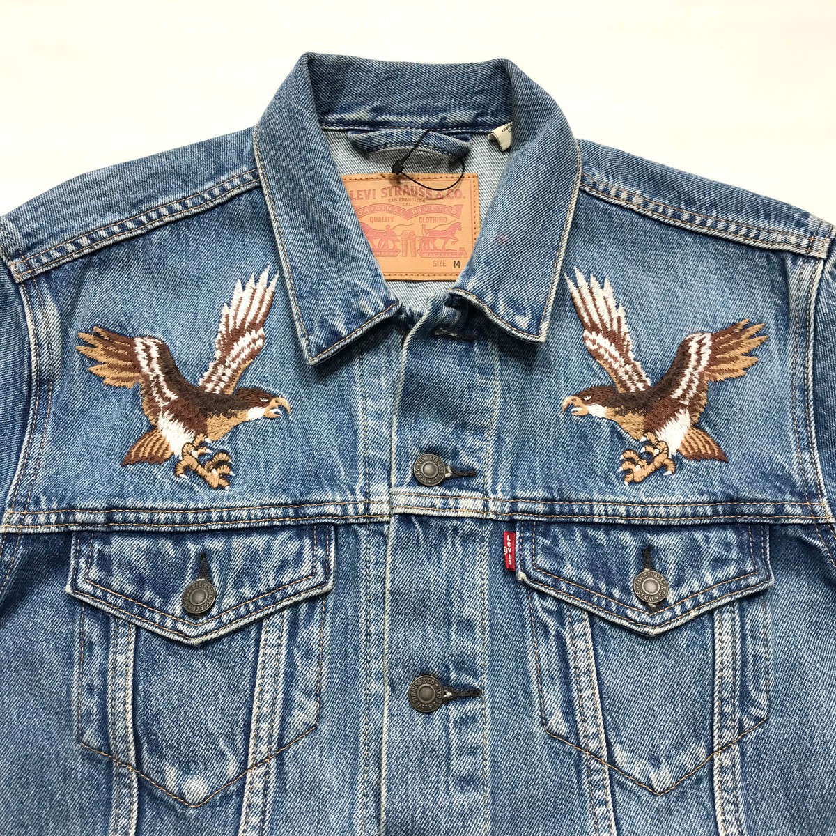 Levi's LTD Denim Trucker Jacket M Sukajan Eagle Mt Fuji