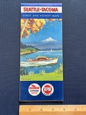 Chevron Standard Oil Seattle Tacoma Map c1950’s