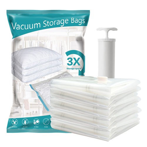 12 Airtight Vacuum Storage Bags With Pump Clothes Duvet Space Saving