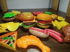60 pc Children  s Food Pretend Play Lot Kids Fast Food Hamburger Pizza Chicken 