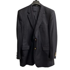 Jos A Bank Blazer Navy Blue Wool Sport Coat Gold Buttons Size 44L Office Event