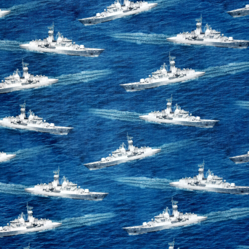 Telas KK 100 % algodón azul marino fragatas buques de guerra mar naval por Brandi Chanel Designs