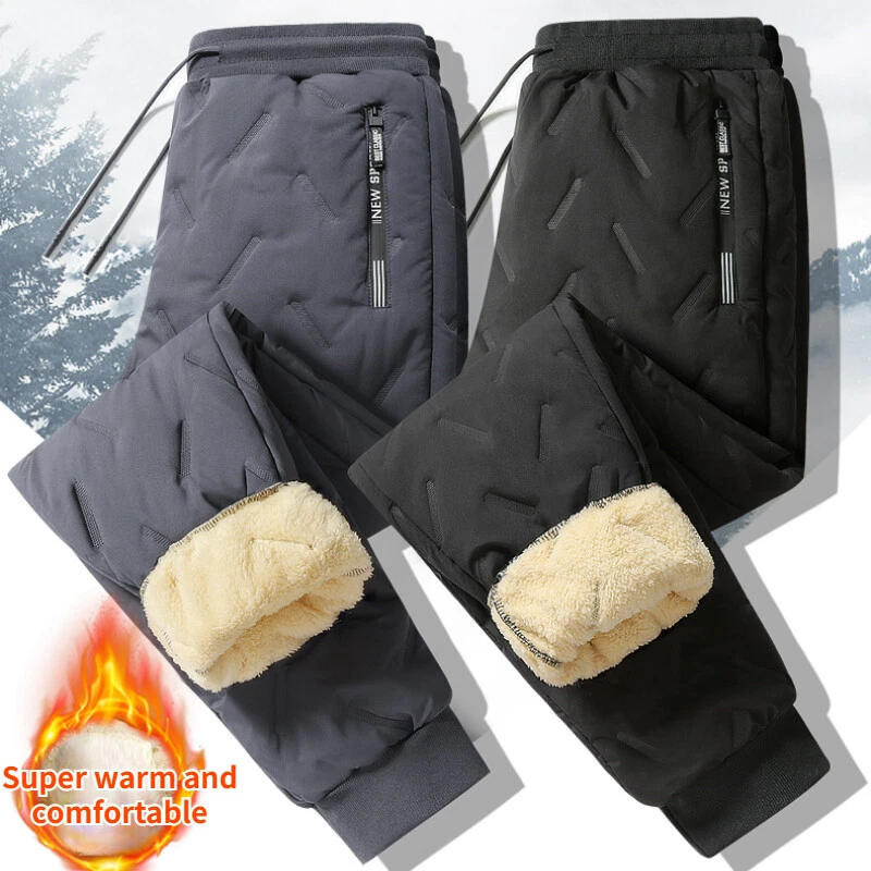 Men's Thermal Fleece Pants Sweatpants Waterproof Windproof Warm Cotton Winter - Image 2 of 4
