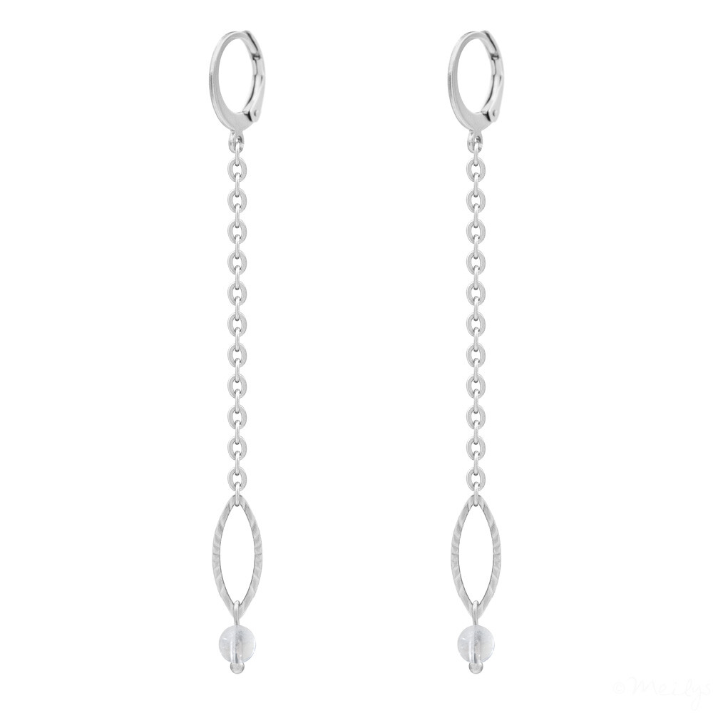 Boucles d'oreilles pendantes cristal et acier inoxydable avec certificat cadeau idéal
