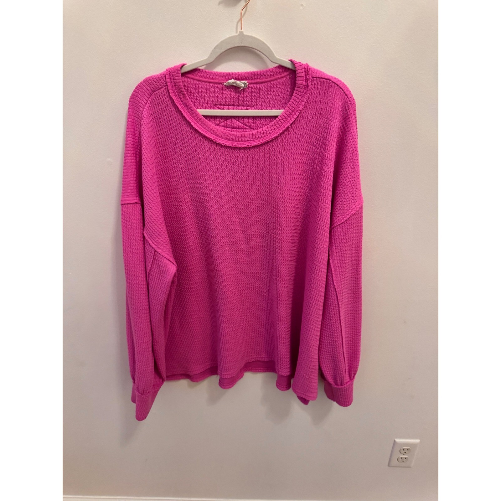 Blu Pepper Oversized Waffle Knit Pullover Top Comfy 3X Perch
