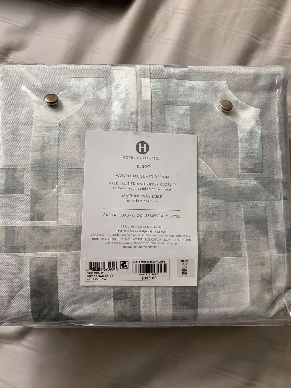Hotel Collection Fresco Sage F/Queen Duvet Cover,Two Standard & One