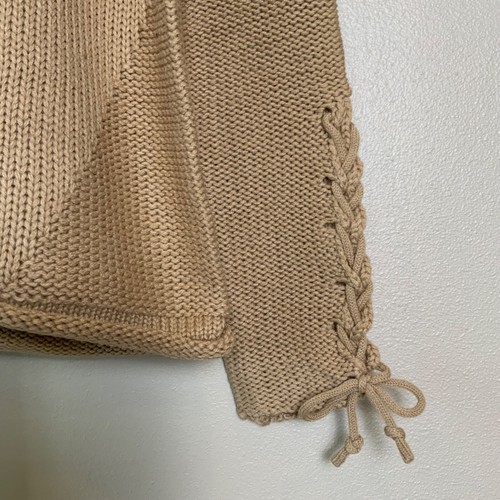 NWT Women’s ONE A Taupe Mocha Roll Neck & Hem Tie Sleeve Knit Sweater, SMALL - Picture 10 of 24