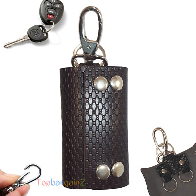 Leder Schlüsselanhänger Schlüsseletui Etui Herren Geldbörse Schlüsselring Etui DUNKELBRAUN Unisex