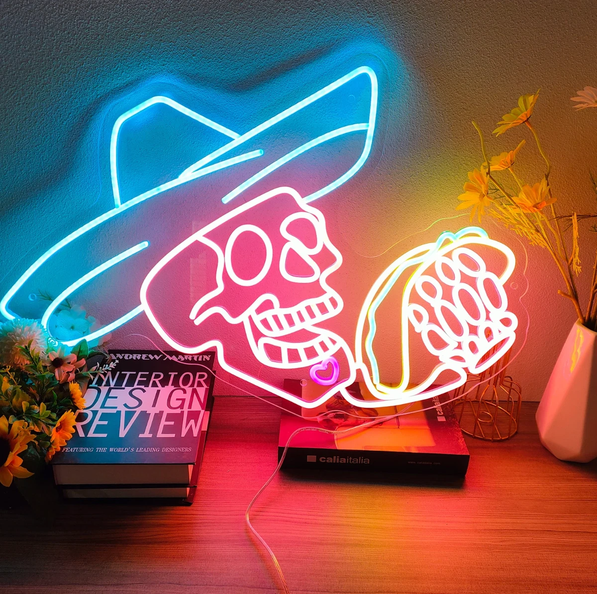 SKULL TACO LED LIGHT NEON SIGN Wall ART HOME DECOR GIFT PARTY GAME