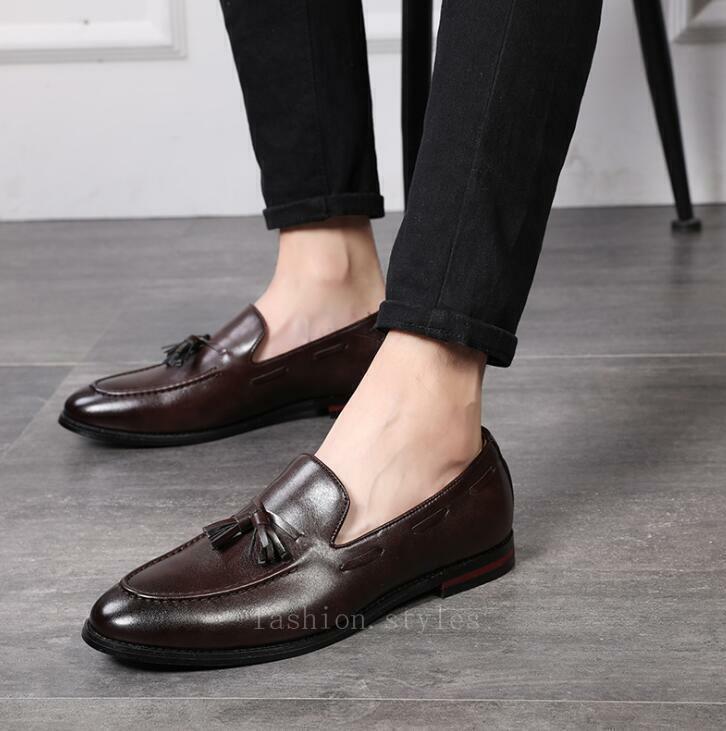 British Mens Tassel Flat Casual Loafers Dress Oxford Faux 