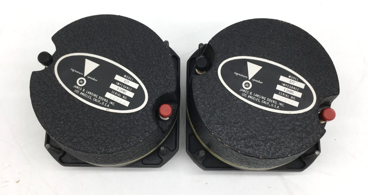 Jbl 077 ツイーターペア。動作品 JBL 077 Pair 8-Ohm Tweeters Unit Vintage Sound Walking Tested From